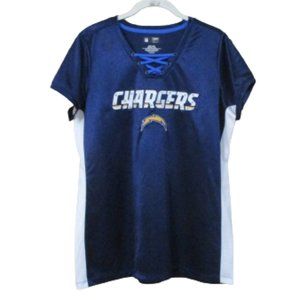 NFL San Diego Chargers Women's Short Sleeve Lace Up Jersey Top XL
